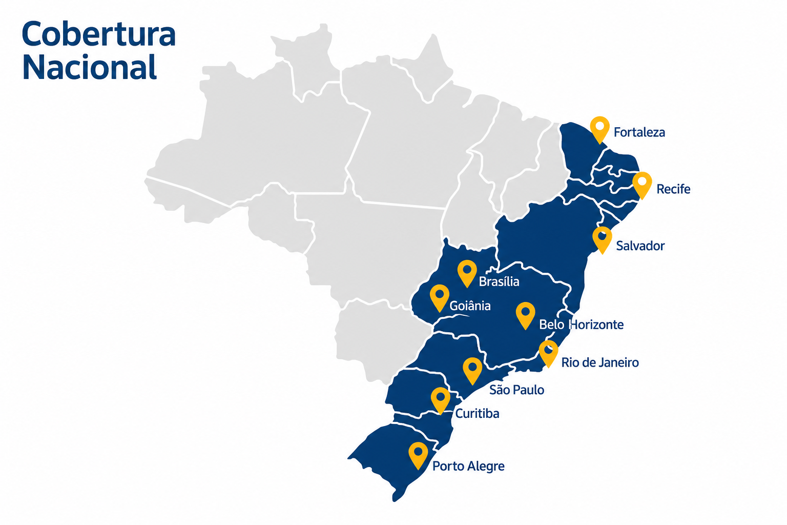 Mapa do Brasil com cobertura SulAmérica em São Paulo, Campinas, Jundiaí, Sorocaba, Curitiba e Rio de Janeiro